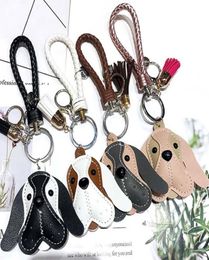 Cute Cartoon Dog Keychain Leather Tessal Key chain Keyring Women Bag Car Key holder 6645202
