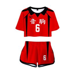 Anime Haikyuu Cosplay Costume Nekoma High School Volleyball Club Kozume Kenma Kuroo Tetsurou Two Piece Set Women Tops and Shorts O9380652