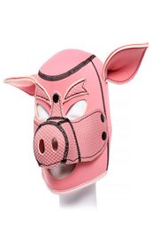 Sexy Cosplay soft Bondage Comfort Sponge Cute Pink pig Mask Long Ears Face hood BDSM Erotic Fetish Halloween party5442173