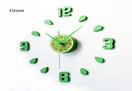 2018 New Lemon Green Design Sticker EVA 60CM Wall Clock Colour Big Large Decorative 3d Diy Wall Clock for Kitchen Children Room Y23596796