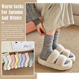 Women Socks Dot Women's Solid Colour Comfortable Breathable Thickened Wool Warm Middle Tube Autumn Winter