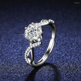 Cluster Rings High Quality Platinum PT950 Moissanite Diamond For Women Love Intertwined Ins Ring Adjustable Jewellery