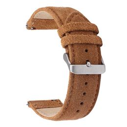 Watch Bands 20mm 22mm Suede Strap Camel for Branded es Color with Quick Release Spring Pins H240504