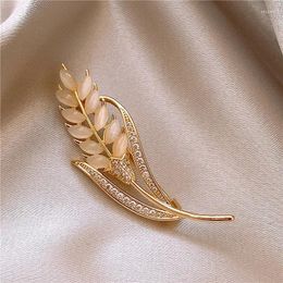 Brooches Trend Wheat Brooch For Women Luxury Opal Stone Collar Pins Clothing Accessories Wholesale Jewellery