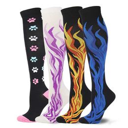 Socks Hosiery Flame Compression Socks For Men Women To Prevent Varicose Veins Diabetes Sports Socks Neutral To Promote Blood Circulation Y240504