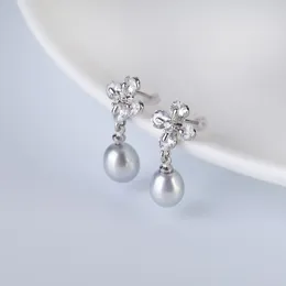 Dangle Earrings Classic Real Pearls Drop For Women Fashion Cubic Zirconia Leaf Ear-ring Bridal Wedding Jewelry