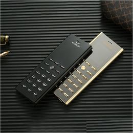 Cell Phones Unlocked Original Brand V01 Luxury Gold Black Metal Body Housing Mobile Phone Dual Sim Card Bluetooth Fm Mp3 Camera Drop D Dhquf
