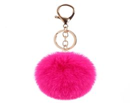 WY003 Girly Pom Keyring Fuzzy Pink Fur Ball Pufll Key Chain Furry Furball Keychain Puff Ball Keychains4852441