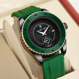 Wristwatches HELEI Simple And Comfortable Helmsman Series Multi-function Quartz Movement 2024 Men's Watches Waterproof Watch