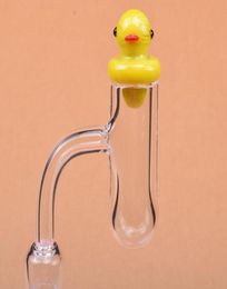 Round Bottom Gavel Flat Top Quartz Banger 4mm thick Quartz Banger with Coloured Duck Carb Cap 10mm 14mm 18mm For Bong Dab Rigs4534382