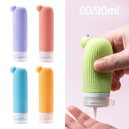 Storage Bottles 90ML Silicone Refillable Squeeze Visible Design Shower Gel Lotion Bottle Large Capacity Shampoo Sub-Bottling Travel