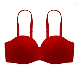 Bras Solid Strapless Two Kinds Wear Underwear Women's Gather Breast Anti Slip Bra For Wedding Dress Hanging Strap Invisible Intimates