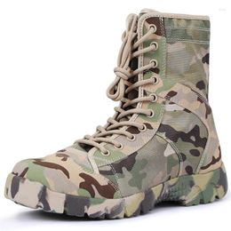 Fitness Shoes High-top Camouflage Tactical Canvas Summer Breathable Ultralight Combat Military Boots Men Outdoor Security Training