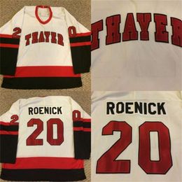 Kob #20 Jeremy Roenick Thayer Academy High School Jersey 100% Stitched Embroidery s Hockey Jerseys White VINTAGE