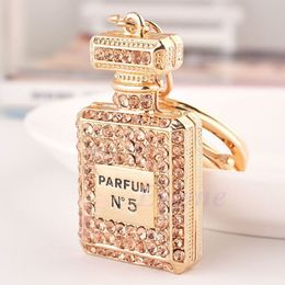 Lovely Perfume Fragrance Bottle Charm Pendent Rhinestone Purse Bag Keychain Gift 323m