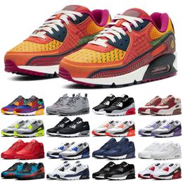 Mens Sneakers Classic 90 90S Running Shoes For Mesh Black White Breathable Women Sports Trainer Leather Cushion Designer Surface Eur 36-45