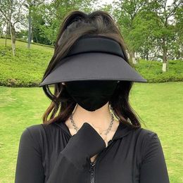 Wide Brim Hats 1pcs Korean Summer Sun Hat Big Empty Top Cap Outdoor UV Protection Sunscreen Girl Folding Visors Beach