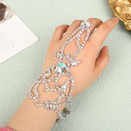 Bangle Elegant Colourful Hollow Finger Bracelet Belly Dance Jewellery Fashion Women Round Crystal Decoration