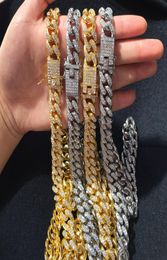 Mens Hiphop Iced Out Jewellery Hip Hop Iced Out Chains Necklace Jewellery Gold Silver Miami Cuban Link Chains6369367