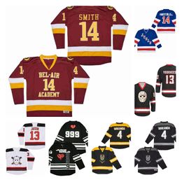 Mens J.Cole Hockey Jerseys Movie 14 Forest Hills Dr. Embroidery JASON VORHEES 13 FRIDAY THE 13TH BLACK JERSEY Black White Yellow 14 Will Smith BEL-AIR(BEL AIR) 4 WAKANDA