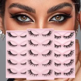 False Eyelashes Lashes Cat Eye 3D Natural Fluffy Soft Wholesale Cross Beauty 5 Pairs Manga Female Wispy Extension Makeup