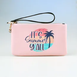 Wallets Coconut Tree Printing Wallet Fashion Wrist Makeup Bag Zero