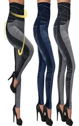 Legging High Waist Imitation Jean Slim Elastic Seamless Plus Size 3XL Skinny Pencil Pant Female Workout Running Leggings1623311