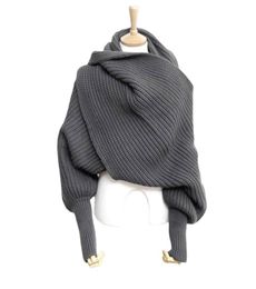 Scarves European Style Winter Women Long Scarf With Sleeves Wool Knitted For Thick Warm Casual Shawl High Quality Sweater4300791