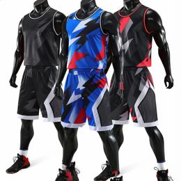 Mens basketball jersey set uniform set breathable sportswear youth training basketball jersey shorts customization 240425