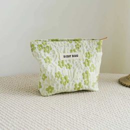 Cosmetic Organiser Mini womens cosmetic bag green flowers portable storage bag commuter coin purse premium toiletry bag portable coin purse Y240503