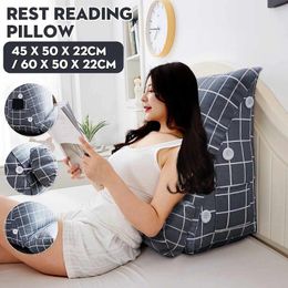 Pillow 2in1 Bed Triangular Chair Bedside Lumbar Backrest Lounger Lazy Office Living Room Reading Home Decor