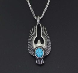 hip hop Eagle wings pendant necklaces for men Bohemia Turquoise animal luxury necklace Stainless steel Cuban chains fashion jewelr2254424