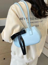 Shoulder Bags Trendy Bow Design Tote Handbags And Purses Women 2024 Vegan Leather Ladies Casual Clutches Bag