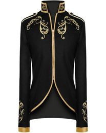 Men039s Jackets Mens Stylish Court Prince Black Gold Embroidery Blazer Suit Jacket Fashion Uniform Halloween Costume Adults Coa3928108