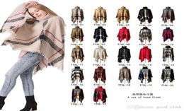 Plaid Poncho Women Tassel Blouse Knitted Coat Sweater Vintage Wraps Knit Scarves Tartan Winter Cape Grid Shawl Cardigan Cloak Cape7029154