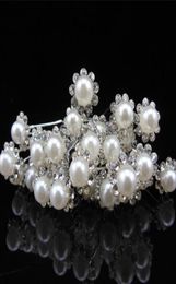 Whole Korean Style Women Wedding Accessories Bridal Pearl Hairpins Flower Crystal Rhinestone Hair Pins Clips Bridesmaid Hair J7018029