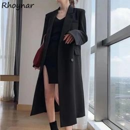 Women's Trench Coats Notched Spring Women Korean Fashion Simple Casual All-match Double Breasted Retro Temperament Office Ladies Cosy Daily