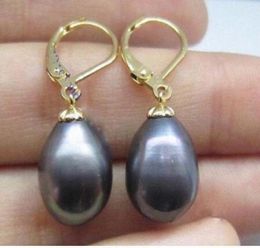 shipiing Beautiful 1113mm South Sea black Drop Pearl Earrings 925silver8051433