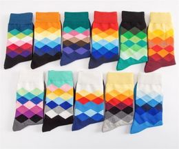 10 Pairslot Men039s Funny Colorful Combed Cotton Socks Red Argyle Pack Casual Happy Socks Dress Wedding Socks Plus Size EUR 414038878