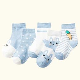 Çocuk SOCKS 5 Çift/Set Çocuk Çorapları Çocuk Yaz Pamuk Çorap Karikatür Hayvanlar Kız Erkek Çorap Çocuk Nefes Alabilen Çoraplar Noel Hediyeler Y240504
