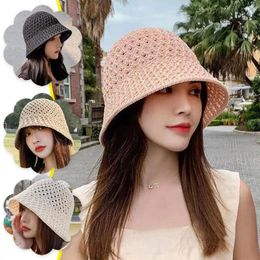 Wide Brim Hats Summer Hollow Fisherman Hat Floppy Women Beach Straw Bucket UV Protection Femme Shade