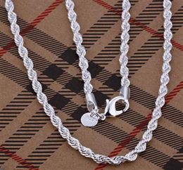 925 Sterling Silver Necklace Fine 3MM Men Women Necklace 16quot 30inch XMAS New Classic ed Rope Chain Necklace Link Italy5873732