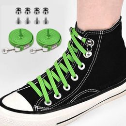 Shoe Parts No Tie Laces For Chidren And Adults Leisure Sneakers Flat Shoelaces One Hand Quick Metal Locking Lazy Shoelace Unisex