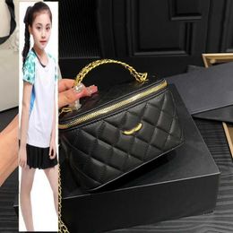 Kids Bags Luxury Brand CC Bag Womens Lambskin Top Letter Hollow Handle Cosmetic Case Box Bags With Mirror Gold Metal Hardware Matelasse Chain Crossbody Shoulder Hand