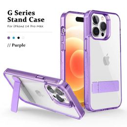 Luxury Transparent Kickstand Iphone Case Phone Case Metal Stand Anti Drop Integrated Stand For For iPhone 15 11 14 12 13 Pro Max X XR XS Max 14 15 6 6S 7 8 Plus SE
