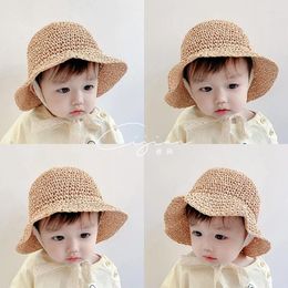 Berets Baby Hats And Caps Kids Sun Hat Summer Straw Girl Cap Lace Bow Beach Children Panama