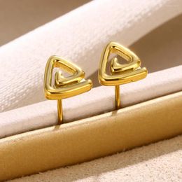 Stud Earrings Simple Triangle For Women Gold Colour Stainless Steel Geometric Fashion Jewellery Friend Gifts