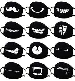 13 Kinds Of Patterns Woman Men Fashion Cartoon Funny Black Cotton Black Mouth Half Face Soft Antifog Antidust Mask9407854