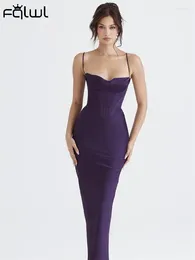 Casual Dresses Habbris Purple Sexy Backless Camisole Long Dress Evening Party For Women 2024 Fall Winter Satin Bodycon Maxi In