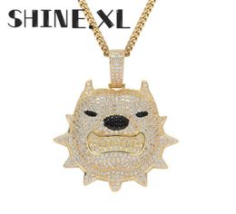Hip Hop Rock Jewellery 18K Gold Plated Dog Pendant Necklace with Tennis Chain Rope Chain Mens Jewellery Gift270V4684961